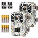 2Pack Trail Camera,2K 30MP Mini Hunting Game Cameras with 32GB SD Card and 4 Batteries 120° Wide-Angle Night Vision Motion Sensor 0.2s Trigger Speed Small Trail Game Cam IP65 Waterproof 2.0"
