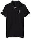 U.S. Polo Assn. Men's Slim Fit Solid Short Sleeve Pique Polo Shirt, Black Heather-6543, X-Large