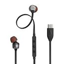JBL Tune 310C - Wired Hi-Res in-Ear Headphones, Tangle-Free Flat Cable, 3-Button Remote with Microphone (Black)
