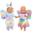 Doll Clothes for Baby Doll, Unicorn Doll Clothes Outfits 14-18 Inch 35- 45 cm, 2-er Pack