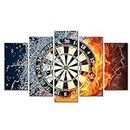 Derkymo 5 Piece Fire and Water Dart Board Print Leisure Sport Painting for Game Room Man Cave Wall Decoration Gallery Canvas Wrapped Ready to Hang 8"x16"x2pcs+8"x20"x2pcs+8"x24"