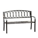 E Garden Bench Seat Outdoor Metal Bench Terrace Park Bench The Home Garden Decorative Bench Can Seat 3 People Porch Lounge Bench with armrests and backrest