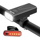 EBUYFIRE Luci Bicicletta LED Ricaricabili USB, Super Luminoso 3000 Lumens 3 modalità, IPX5 Impermeabile Luci Bici Anteriori e Posteriori (con fanale posteriore ricaricabile)