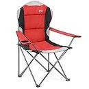 Trail High Back Folding Camping Chair, Luxury Padded Seat, Heavy Duty Tubular Steel, Cup Holder Armrest, Lightweight Portable, Outdoor Garden, Carry Bag