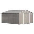 Outsunny 11' x 13' Outdoor Storage Shed, Garden Tool House with Foundation Kit, 4 Vents and 2 Easy Sliding Doors for Backyard, Patio, Garage, Lawn, Light Gray