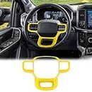 Voodonala for Ford F150 2021+ Steering Wheel Cover Antidust Protector Interior Decoration Cover Accessories for Ford F150 2021+ (1pc,Yellow,ABS)