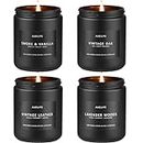 Scented Candles Set | Men Candles Gift Set, Candles for Him, Men Scented Candles for Home - 4 Pack Men Candle Gifts Scents of Lavender/Leather/Oak/Smoke & Vanilla
