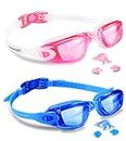 Kids Swim Goggles 2 Pack Swimming Goggles Anti Fog Anti-UV for Child Teens Youth