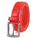 BOZEVON Cinturones Elasticos Tejidos - Cinturón Elástico Tejido Trenzado para Hombre Mujere Rojo