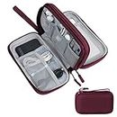 Skycase Travel Cable Organiser Bag,Double-Layer Storage Bag Electronics Accessories Organizer Bag for USB Data Cable,Earphone Wire,Power Bank,21 x 12.5 x 6.5cm,Wine Red