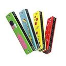 SHAHAZ CRAFTS Wooden Harmonica Colorful Kids Musical Instruments Toys Children Cartoon Pattern Wood Mouth Organ Random Color and Design (Pack of 1)
