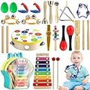 Tobeape Wooden Kids Musical Instruments for Toddlers, Montessori Musical Instruments for Toddlers Learning and Education, Baby Musical Toys for 3-8 Year Old Girls Boys Gift with Storage Backpack