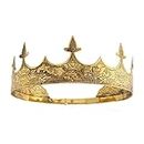 LEEMASING Crown Hair Jewelry Royal King Diadem Men Metal Big Tiaras For Halloween Costume (Dark Gold), M