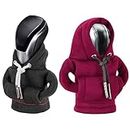 Gear Shift Hoodie Cover, Universal Car Shift Knob Hoodie, Mini Hoodie for Car Shifter, Automotive Interior Cute Gadgets, Christmas Car Accessories and Decorations (Black+Red)