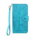 Norn iPhone 7 Plus Phone Case,Tree of Life Embossed iPhone 8 Plus Folio Flip PU leather wallet case,with stand function,Magnetic Closure,shokproof Protective Cover Case with Card Slots,Blue