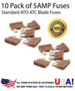 Premium 10 Pack 5 AMP Automotive ATO ATC Standard Blade Fuses 5A