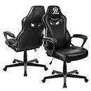 JOYFLY Office Chair Computer Chair, Computer Chairs for Adults, Ergonomic Gaming Chair Racing Style PC Chair with Lumbar Support Padded Armrests（Black-Leather�）