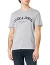 JACK & JONES Jorbrad T-Shirt SS Crew Neck Bmu23, Gris Clair chiné, L Homme