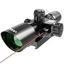 UUQ 2.5-10x40E Rifle Scope with Red/Green Illuminated Mil-dot with Red/Green Laser Combo- Green Lens Color, Tactical Scope for Gun Air Hunting Rifles, Includes Free 20mm Mount (Red Laser)