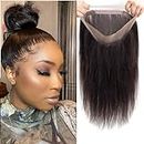 MERFAA 360 Lace Frontal Closure Only Straight Wave HD Invisible Transparent Swiss Lace Front 100% Virgin Human Hair 360 Lace Frontal For Ponytail 180% Density Natural Color(20 Inch,360 Frontal)