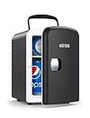 AstroAI Mini Fridge, 4 Liter/6 Can Portable Thermoelectric Cooler Refrigerators for Skincare, Beverage, Food, Home, Office and Car, ETL Listed (Black)