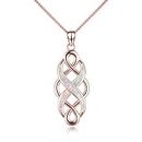 YFN Celtic Knot Necklace Created Opal Pendant Sterling Silver Infinity Love Jewelry (Rose Gold Necklace)