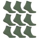 VDangi: Army Ankle Length Men & Women Plain Pattern Socks Long-Lasting (Olive)- Free Size Pack Of 9 Pair