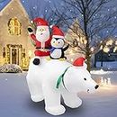 Inflatables Christmas Polar Bear Outdoor Yard Decorazioni, Gigante 7ft Pinguino Pupazzo di Neve con 4 Bianco LED Lampada da Incasso, Blow Up Yard Decorazione per Partito Interni, Cortile, Giardino