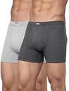 Levi's Men's Cotton Style #010 Comfort Regular Fit Solid Boxer (Pack of 2) (#010-BOXER Brief-LT DK GMEL-P2_Light, Dark Grey Melange_L)