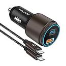 VELOGK Super Fast Type C Car Charger [73W Turbo], Metal Adaptive 55W 45W PPS/PD&QC3.0 USB C Car Adapter[Super Fast Charging 2.0]for Samsung S24/S23 Ultra/S22+/S21/S20/Note 20/10+,iPad Pro/Air,Macbook