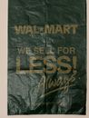 Rare Vintage Green/Gold WalMart Plastic Merchandise Bag. No Tears/Holes EXC