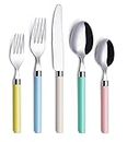 ANNOVA Silverware Set 20 Pieces Stainless Steel Cutlery Color Handle Flatware (Mix, 20 Pieces)