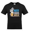 Infinity i107 Save Water Drink Beer Half Sleeve Tshirt (XX-Large) Black