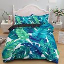 3D Tropical Palm Leaves Print Duvet Cover Quilt Cover Pillowcase Bedding Set New