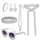 70's Disco Costume Accessories for Women Glitter Earrings Sequin Scarf Sunglasses Bracelet Disco Party Accessories