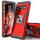 IDYStar Galaxy S10 Plus Case, Hybrid Drop Test Cover with Card Mount Kickstand Slim Fit Protective Phone Case for Samsung Galaxy S10 Plus (Red)