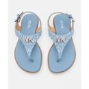 Michael Kors Shoes | Michael Kors Blue Silver Jilly Flat Sandals Shoes Women’s 9 New | Color: Blue | Size: 9