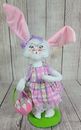 Annalee Dolls Easter Parade Girl Bunny Holding Basket White Pink Green 2016