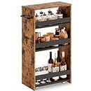 MARTY Rolling Cart 7.9" Width, 4-Tier Utility Carts with Wheels Handle, Slim Kitchen Storage Cart for Bathroom Laundry Room Organization Narrow Places (Rustic Brown)