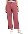 Alan Jones Clothing Solid Women's Relaxed Fit Wide Legs Track Pant (Pink_L)
