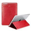 Realtech OG Leather Pencil Holder Trifold Stand Sleeve Case for Samsung Galaxy Tab J 7.0 Inch 2016- Red