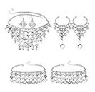 Kakonia Belly Dance Jewelry Set For Women Boho Vintage Coins Necklace and Earrings Bracelets Anklet Halloween Accessories