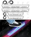 Fabtec Car Door LED Foot Step Sill Plate with Mirror Finish LED Car Sill Plate Compatible with Honda Civic Car (Set of 4PCS,Blue)