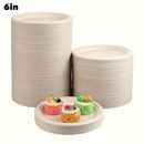 100pcs 6 Inch Heavy Duty Disposable Plates, Sugarcane Fiber Paper Plates, Cake Dessert Plates, Bbq Plates, For Home Kitchen Restaurant Picnic Camping Party, Party Supplies, Tableware