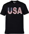 Wyw Men's Women's Regular fit USA American Flag Printed Cotton t Shirt (XX-Large) Black