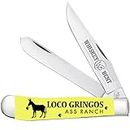 WHISKEY BENT HAT CO. Traditional Trapper Folding Pocket Knife 4.125" Closed Length 440C Stainless Steel Blades (Loco Gringos)