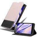 cadorabo Book Case works with Nokia Lumia 650 in ROSE GOLD BLACK - with Magnetic Closure, Stand Function and Card Slot - Wallet Etui Cover Pouch PU Leather Flip
