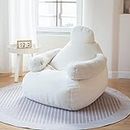 Lazy Sofa Snorlax Bean Bag Chair Cover Big White Bean Bag Chair Cover (no Filler) Made of Superfine Faux Rabbit Fur Fabric, are Great for Reading, Watching Movies, Playing Video Games,White