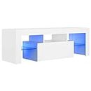 vidaXL Mueble para TV con Luces LED Soporte Armario Aparador Estante Salón Sala de Estar Decoración Entretenimiento Blanco 120x35x40 cm