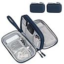 FYY Electronic Organizer, [2 PCs] Travel Cable Organizer Bag Electronic Accessories Carry Case Portable Waterproof Double Layers Storage Bag for Cable, Charger, Phone, Earphone, Small Size-Navy+Navy, Navy, 2 Pcs-s